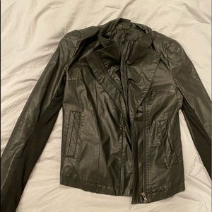 Leather Jacket with shoulder pads